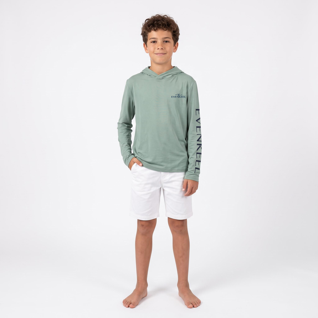 Offshore Drift Hooded Bamboo Sun Shirt - Youth - Slate Green