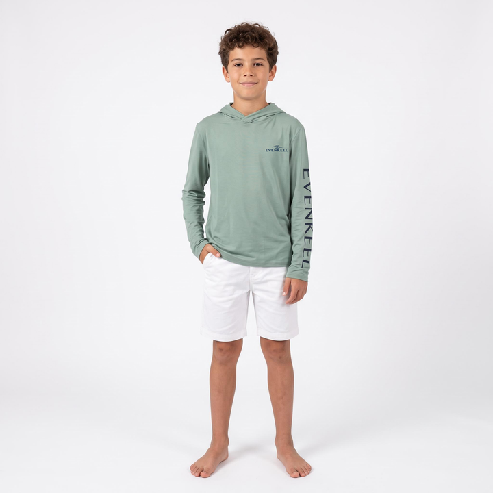 Offshore Drift Hooded Bamboo Sun Shirt - Youth - Slate Green